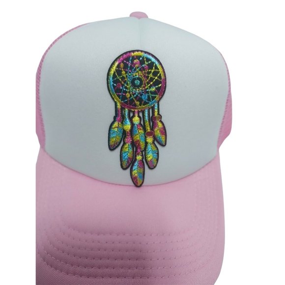 Dream Catcher Hat Meshback Snapback Baseball Hat (Pink) - Picture 6 of 7